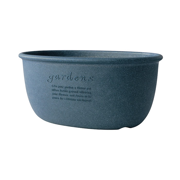 fioriera ovale arbre navy denim hachiman con superficie materica e tonalità profonde